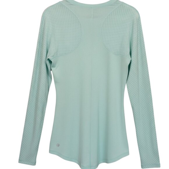 Lululemon Long Sleeve Green Stripe Diamond Sheer Pullover XS Sheer Top - Picture 4 of 5